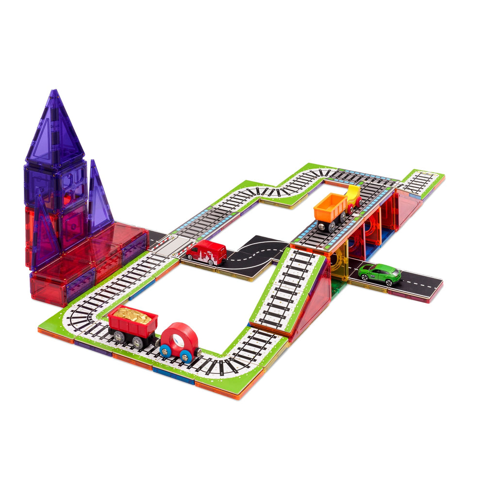Learn & Grow - Magnetic Tile Topper - Train Track Pack (36 Piece)