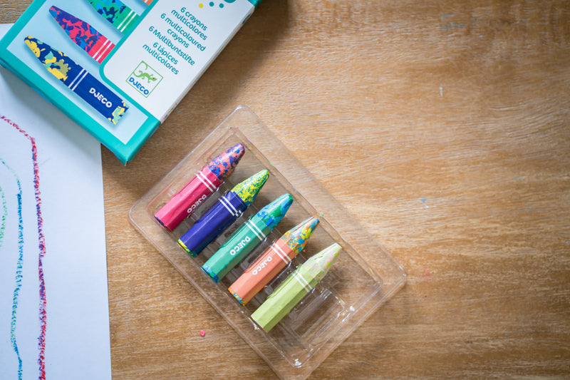 Djeco - Multicoloured Crayons (Set of 6)