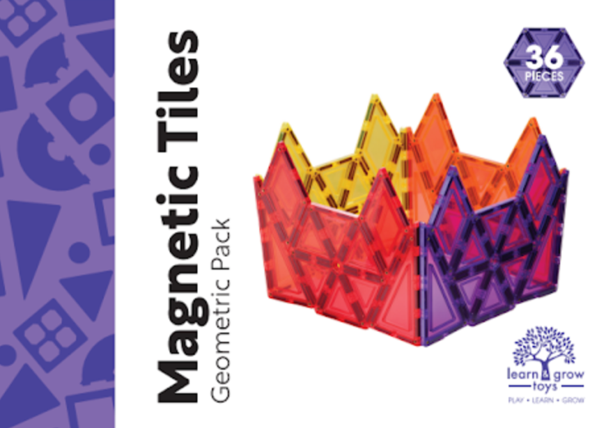 Learn & Grow Magnetic Tiles - Geometry Pack (36 Piece)