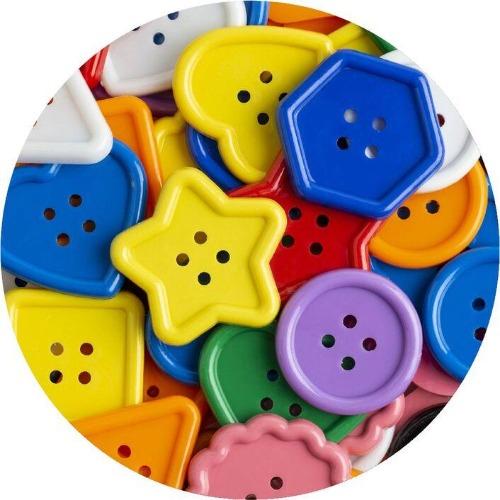 Giant Buttons - Assorted Colour & Shapes (500g Jar)