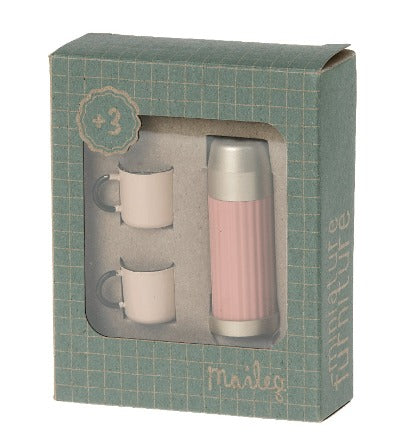 Maileg - Miniature Thermos And Cups - Coral