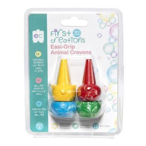 Easi-Grip Animal Crayons Set of 4 - Educational Colours - The Creative Toy Shop