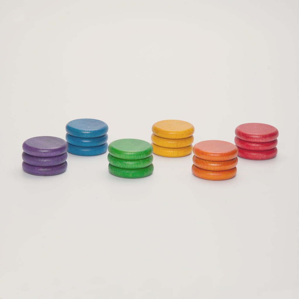 Grapat Coloured Coins set of 18 in 6 Rainbow Colours - Grapat - The Creative Toy Shop