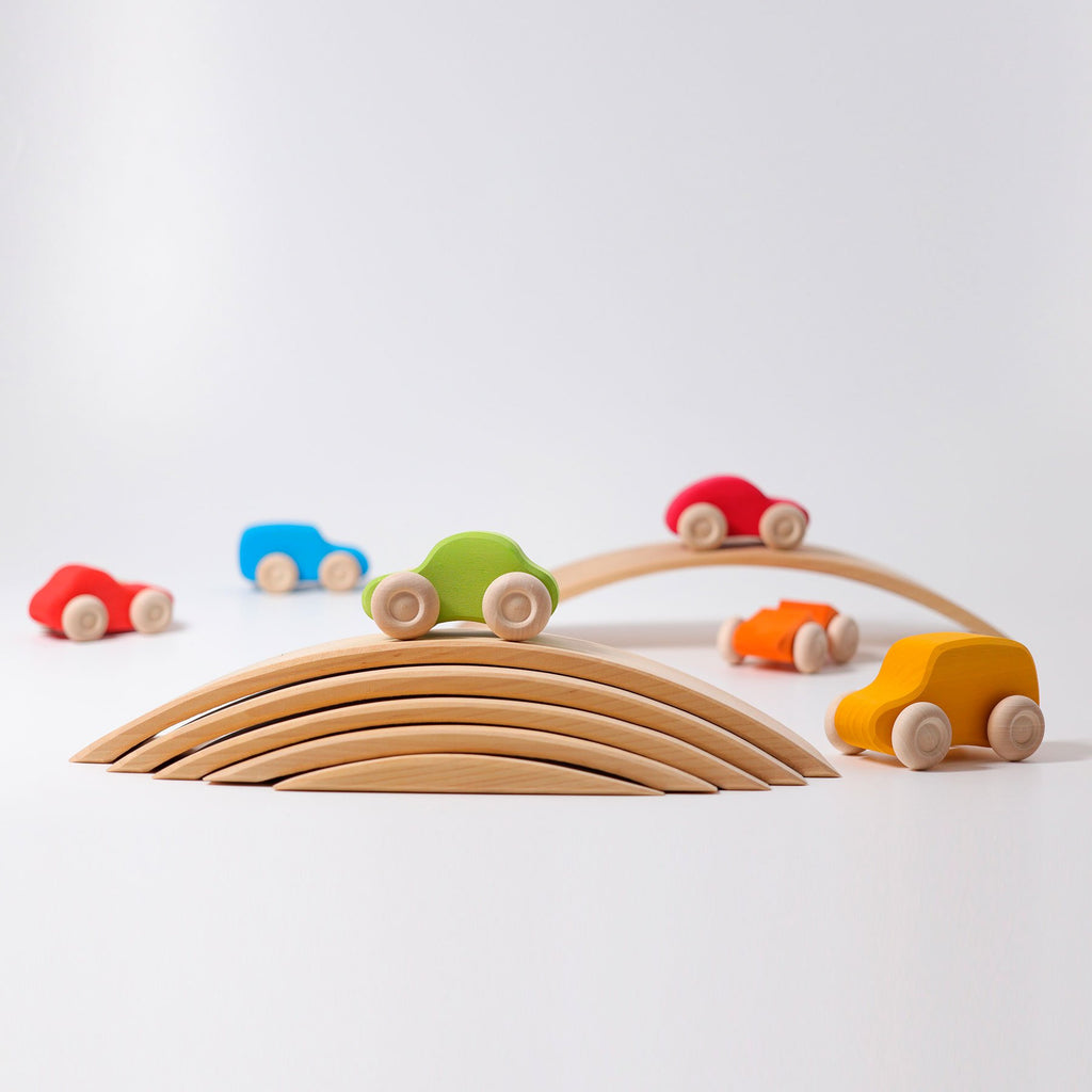 Grimm's Coloured Cars - Set of Six - Grimm's Spiel and Holz Design - The Creative Toy Shop