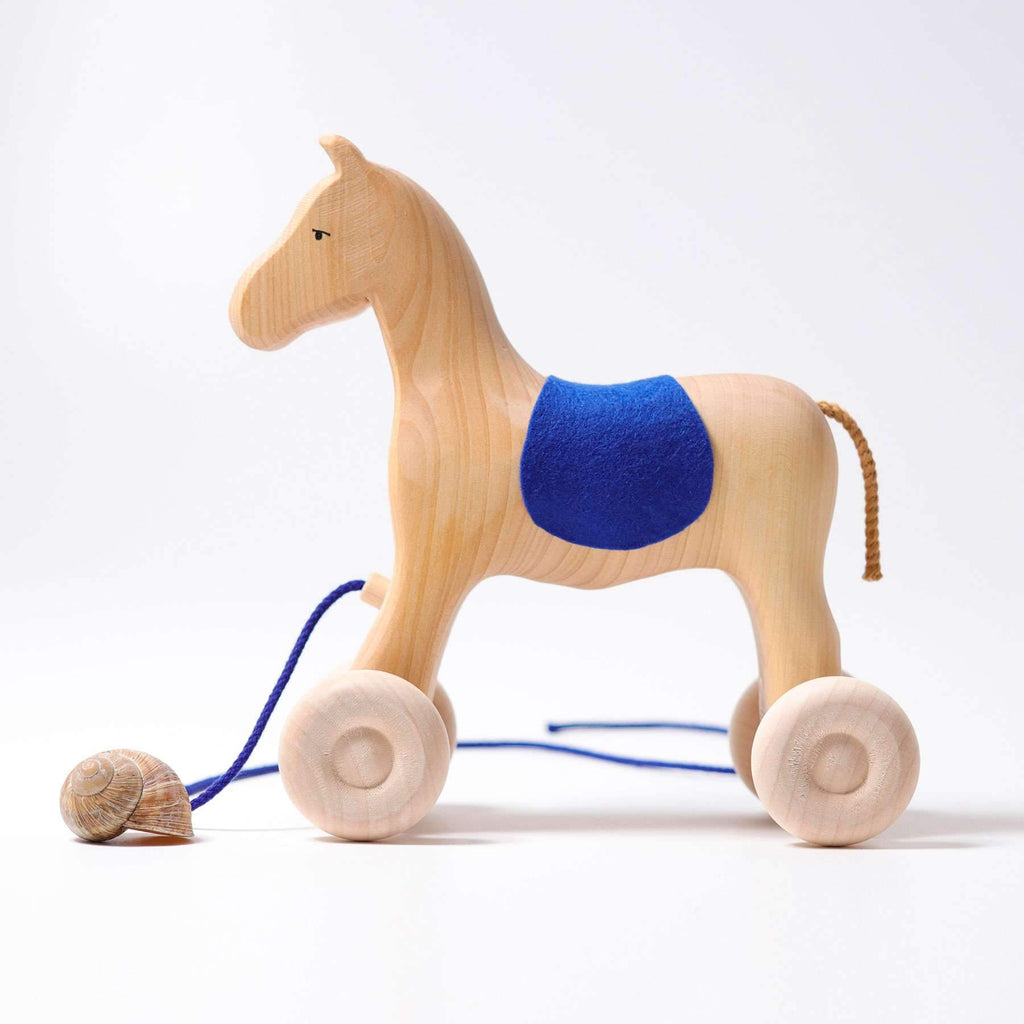 Grimm's Pull Along Handcarved Horse - Grimm's Spiel and Holz Design - The Creative Toy Shop