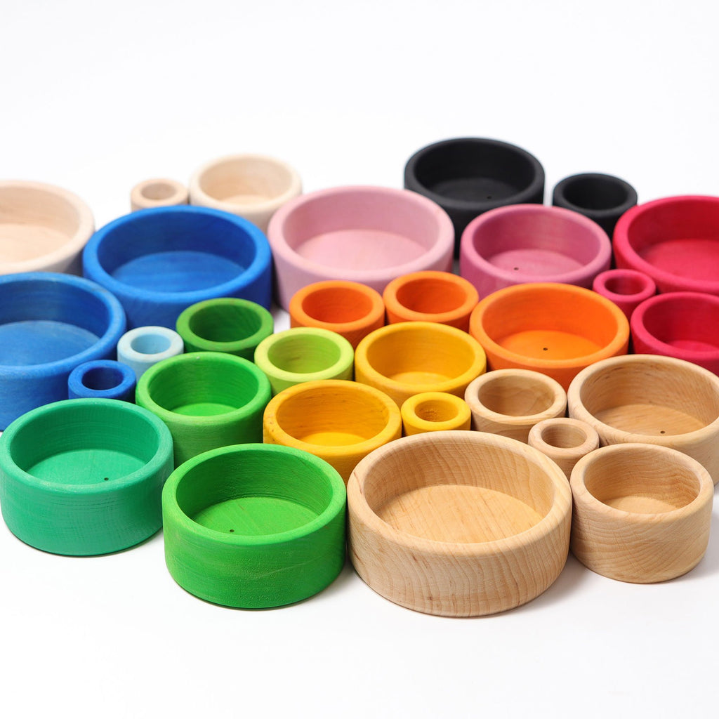 Grimm's Set of Lollipop Coloured Stacking Bowls - Grimm's Spiel and Holz Design - The Creative Toy Shop