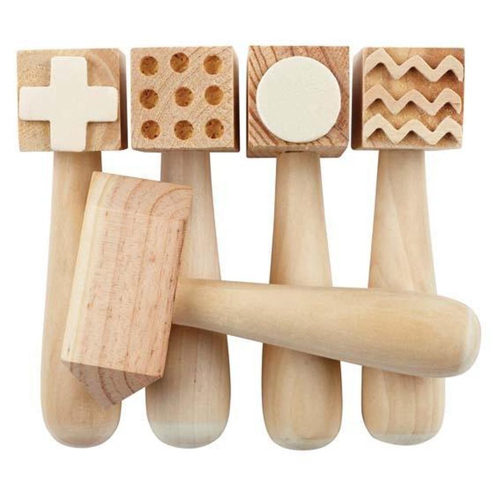 Wooden Pattern Hammer Set of 5 - Edx Education - The Creative Toy Shop