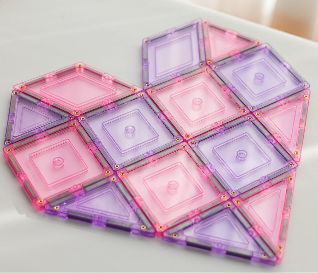 Pastel magnetic tiles designed as a heart