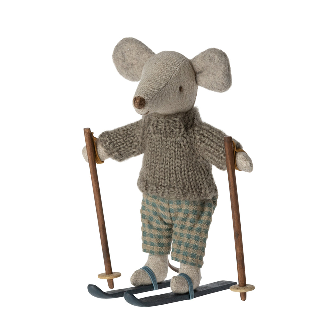 Winter mouse with ski set, Big brother - Grey by Maileg