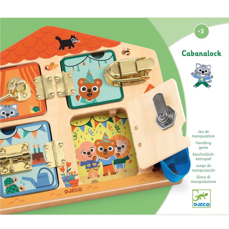 Djeco - Cabanalock Wooden Puzzle with 4 metallic locks
