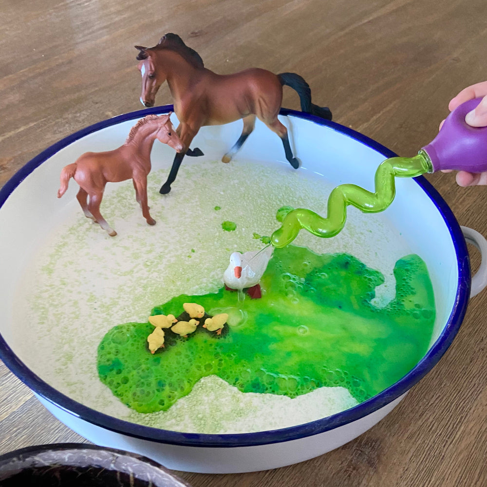 Farm CollectA themed with sensory play with fun fizz 