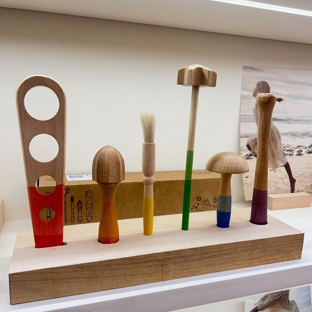 Grapat wooden sensory tools for fine motor play on display at the Spielwarenmesse 2024