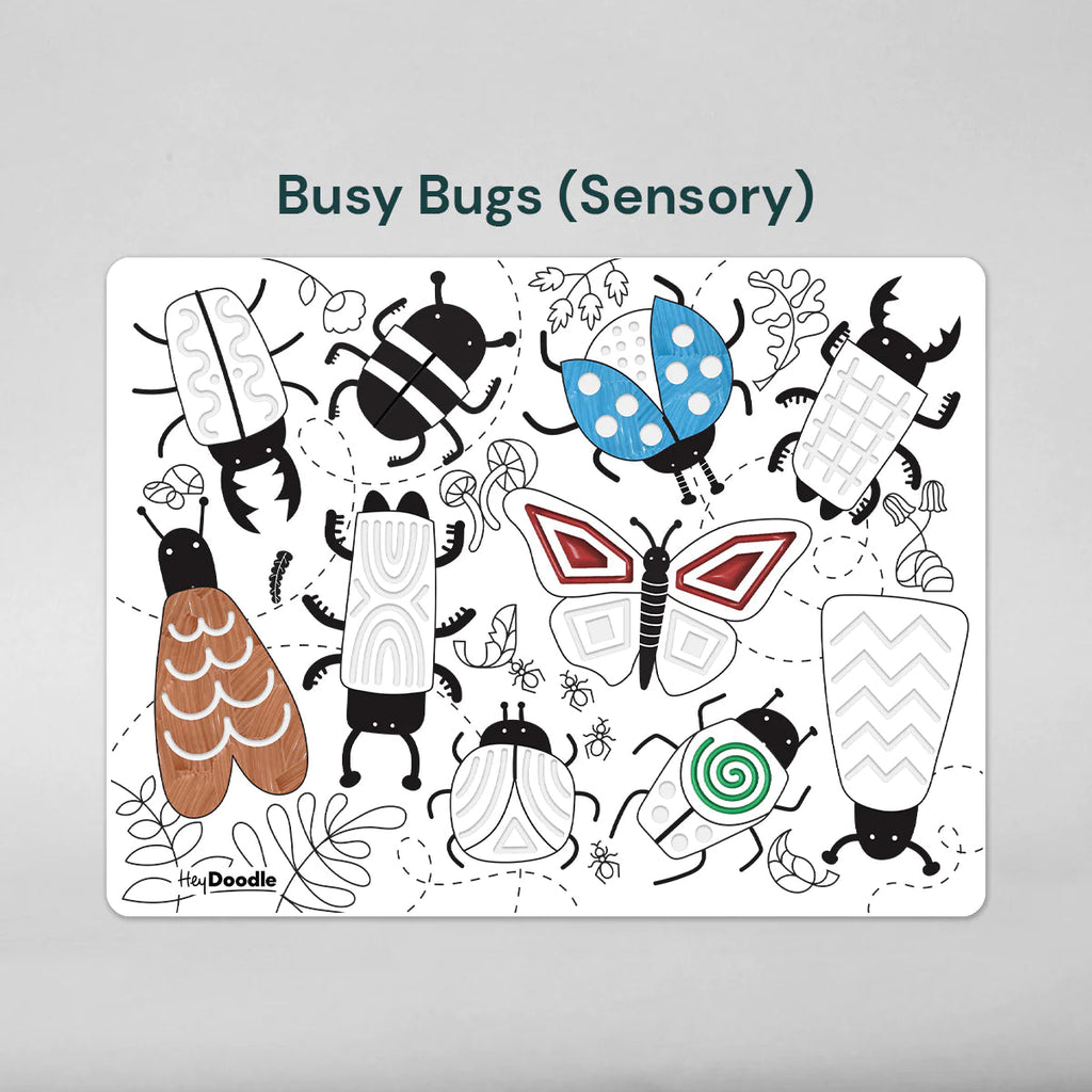 Hey Doodle Sensory Mat - Busy Bugs | Reusable Colouring Placemat – The ...