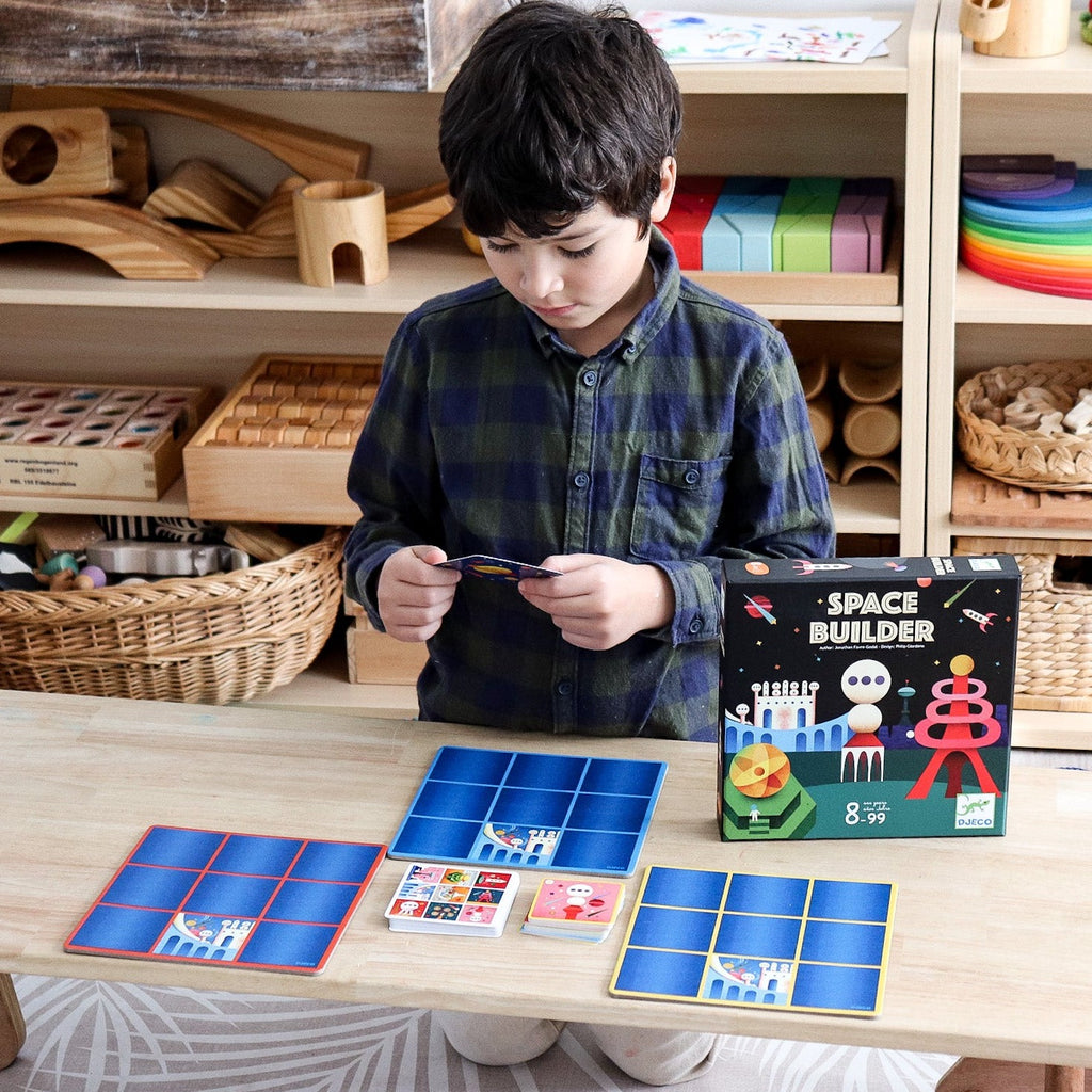 Space Builder Board Game being played by child in playroom