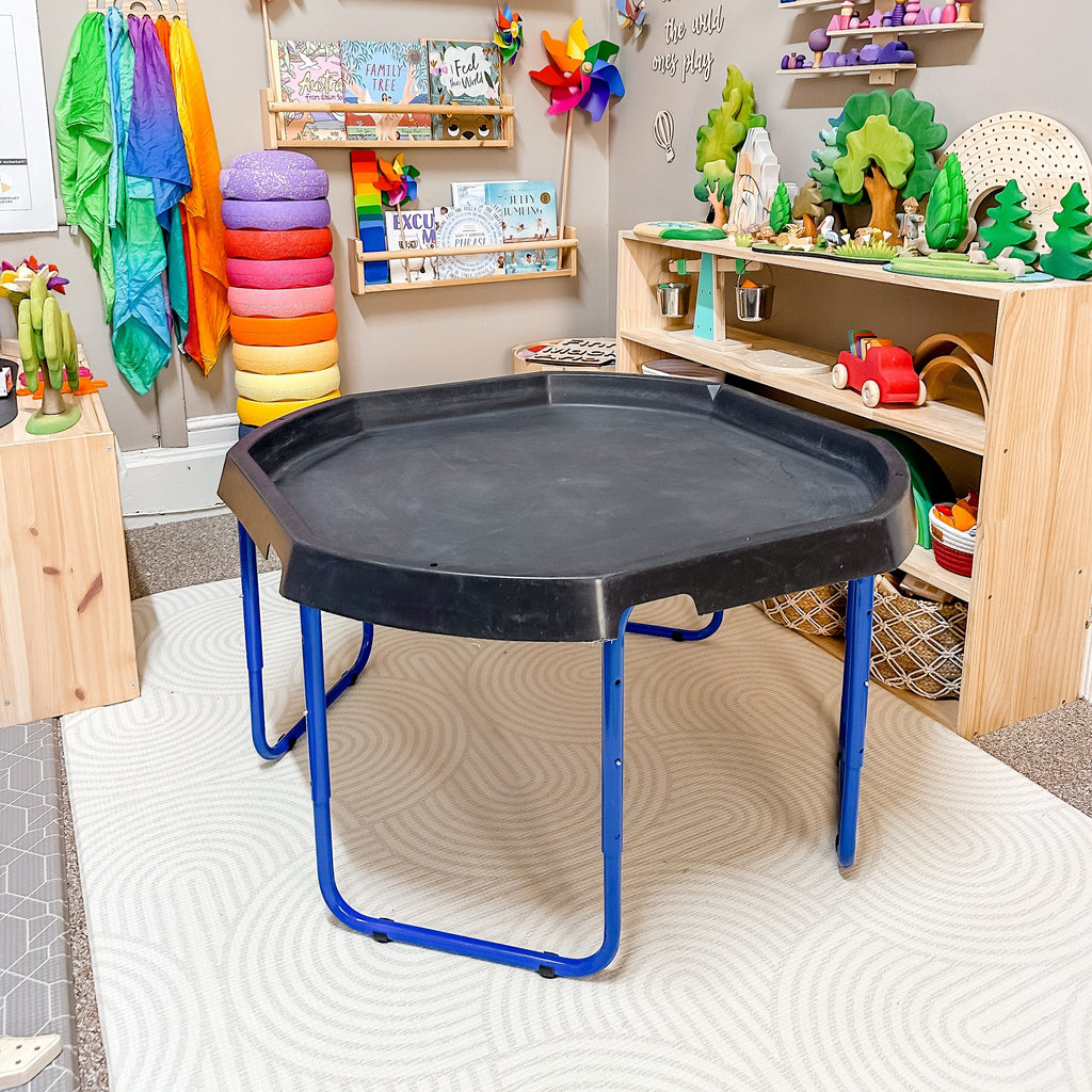 Large tuff tray with stand in playroom