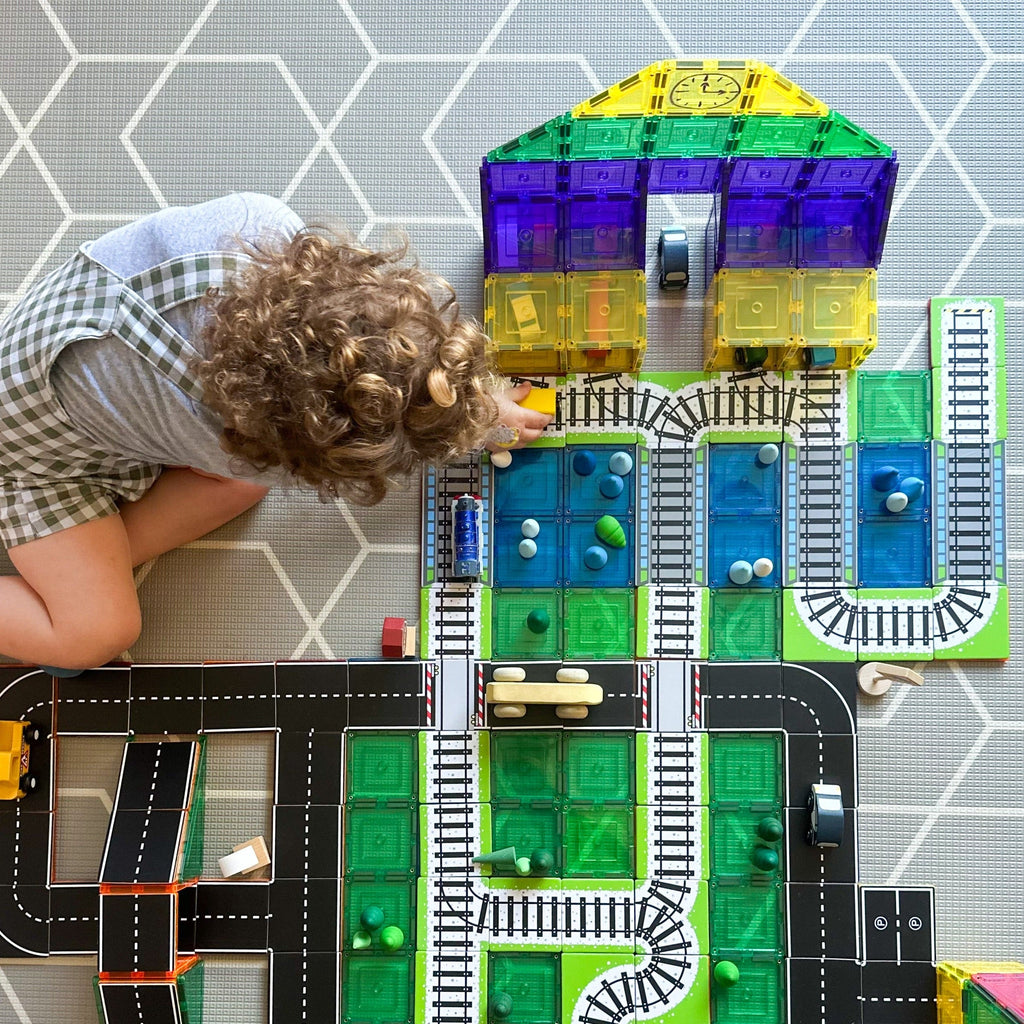 Learn & Grow Toys - Magnetic Tile Topper - Train Track Pack (36 Piece ...