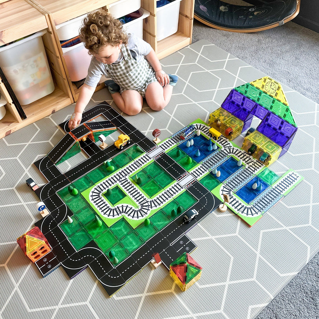 Learn & Grow Toys - Magnetic Tile Topper - Train Track Pack (36 Piece ...