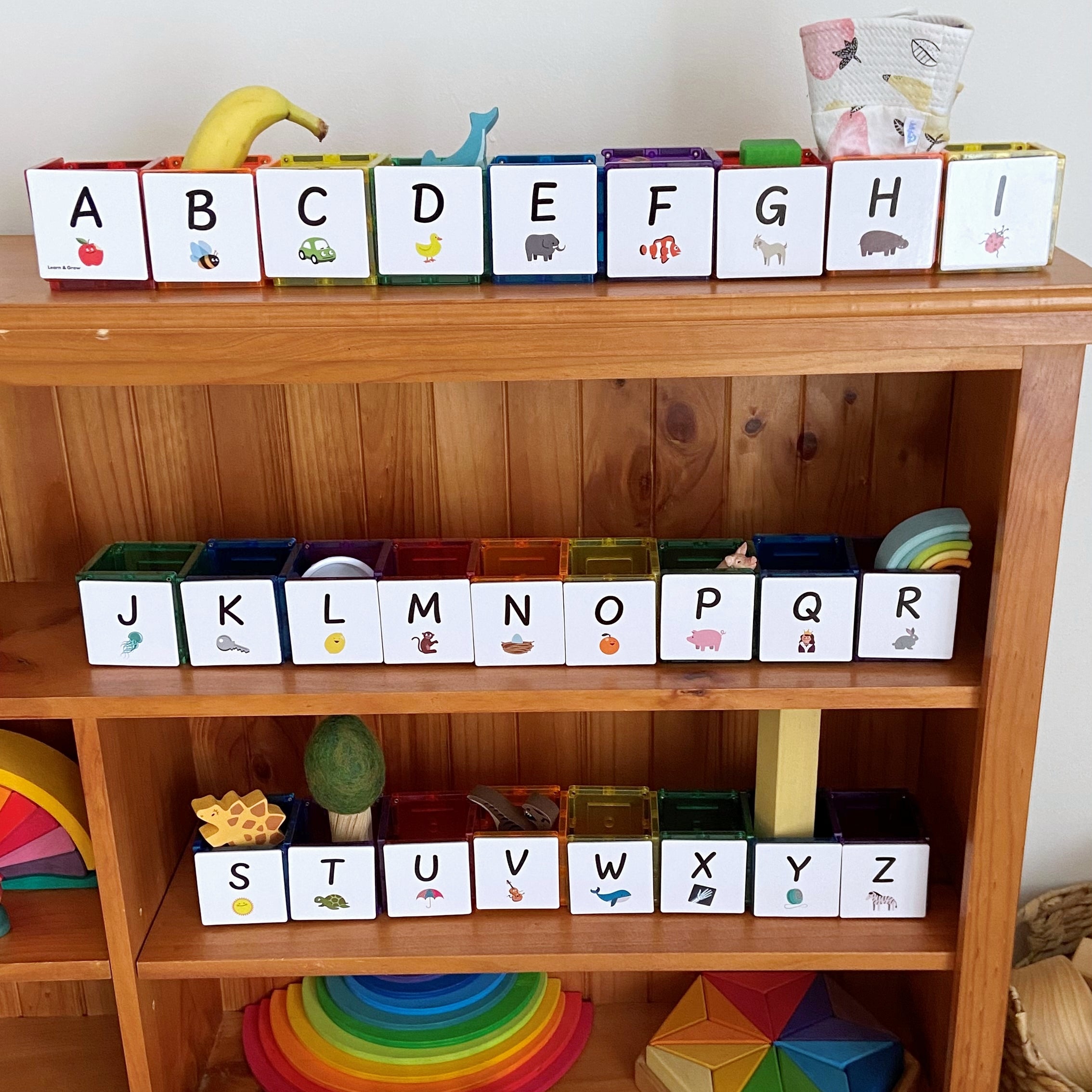 Tile Topper Learn & Grow | Magnetic Tile Topper | Alphabet Uppercase Pack (40 Pc ...