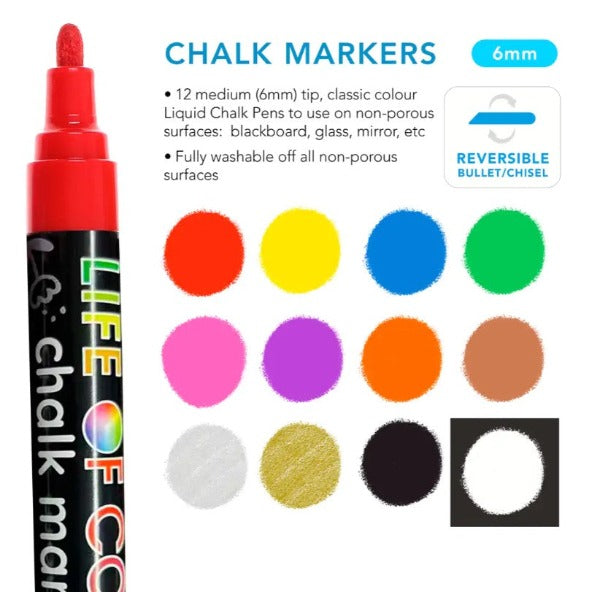 Life of Colour - Liquid Chalk Markers - Classic Colours (Set of 12)