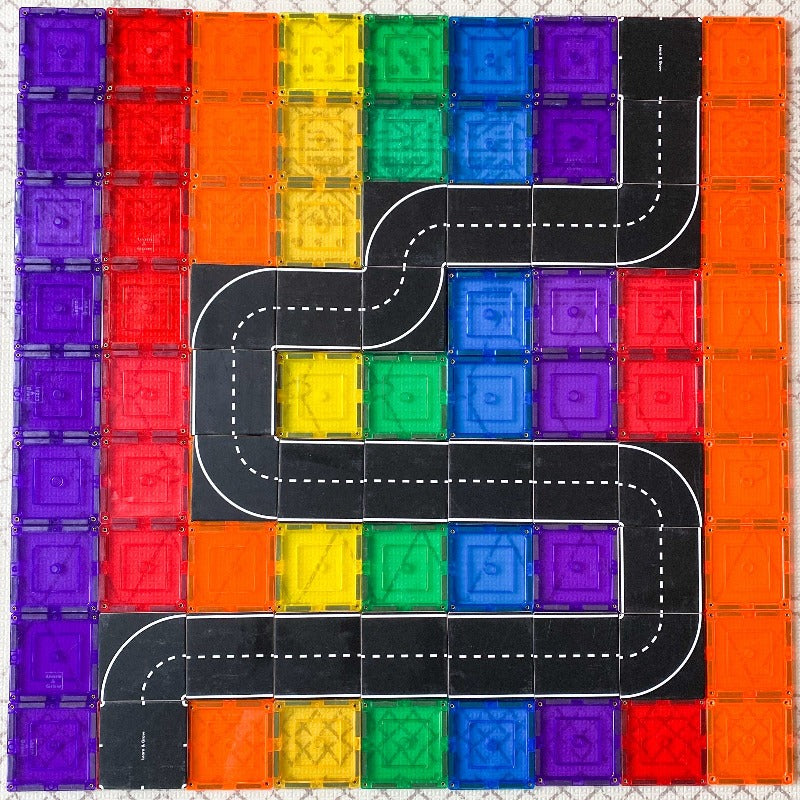 SECONDS - Learn & Grow Toys - Magnetic Tile Topper - Road Pack