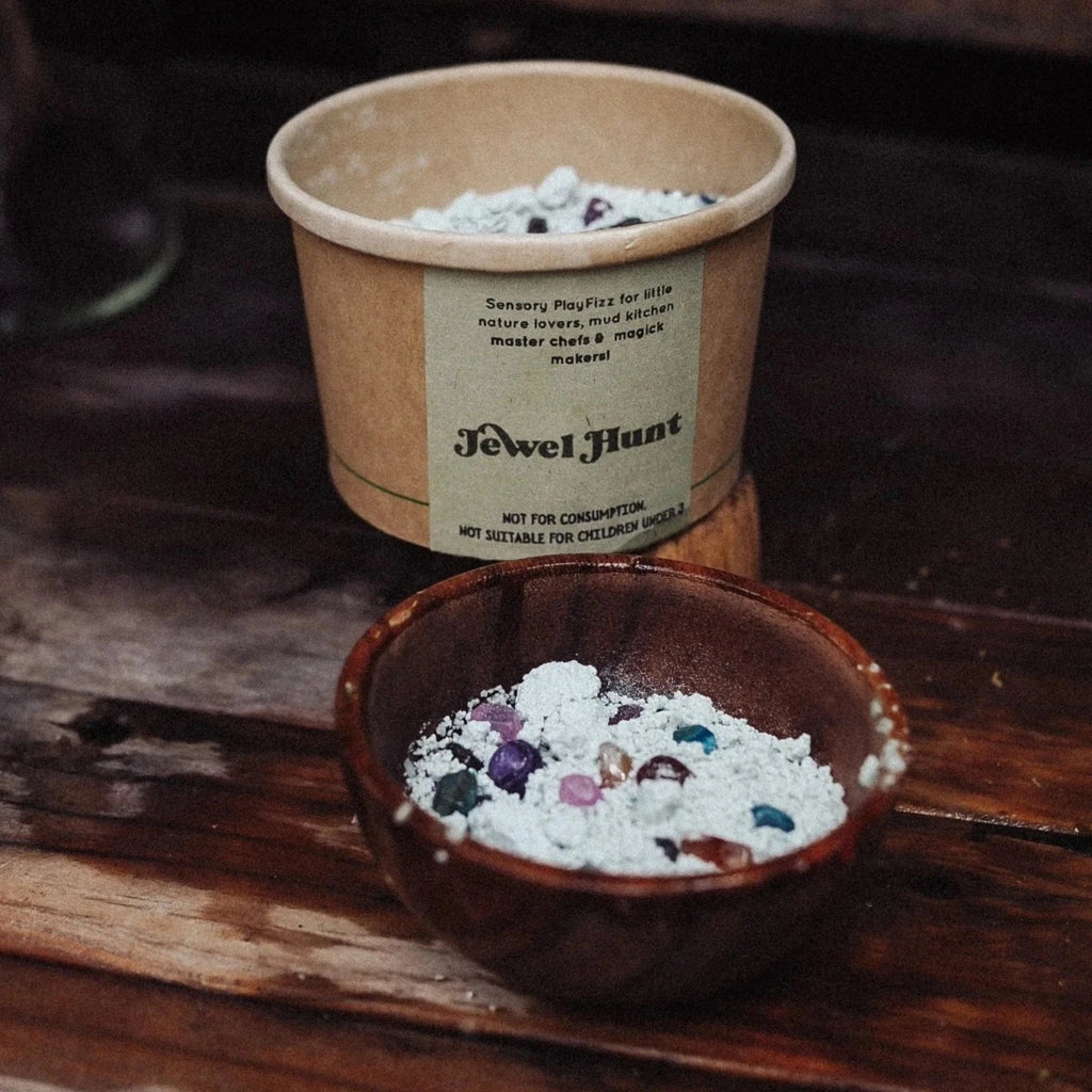 Wild Mountain Child - PlayFizz Crumble - Cup shown displayed in a wooden bowl