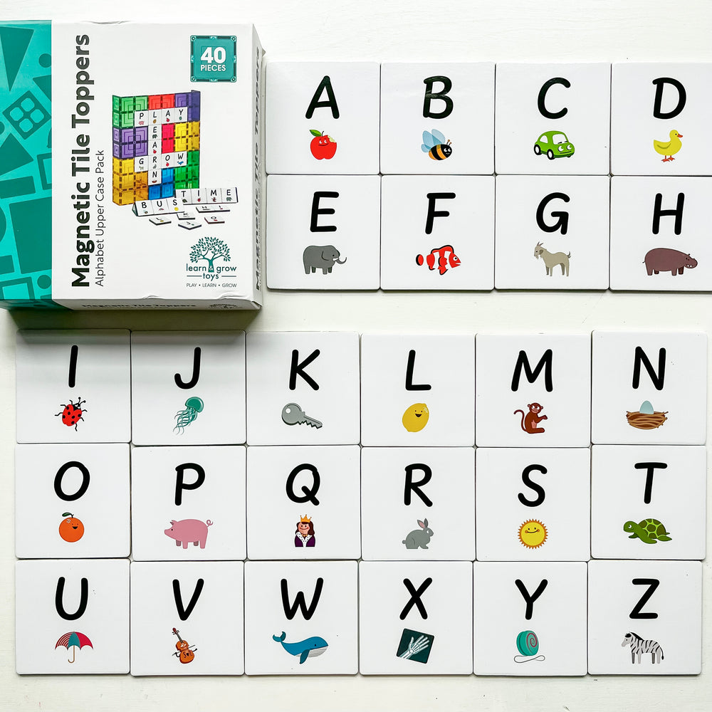 Learn & Grow - Magnetic Tile Topper - Alphabet Uppercase Pack (40 Piece)