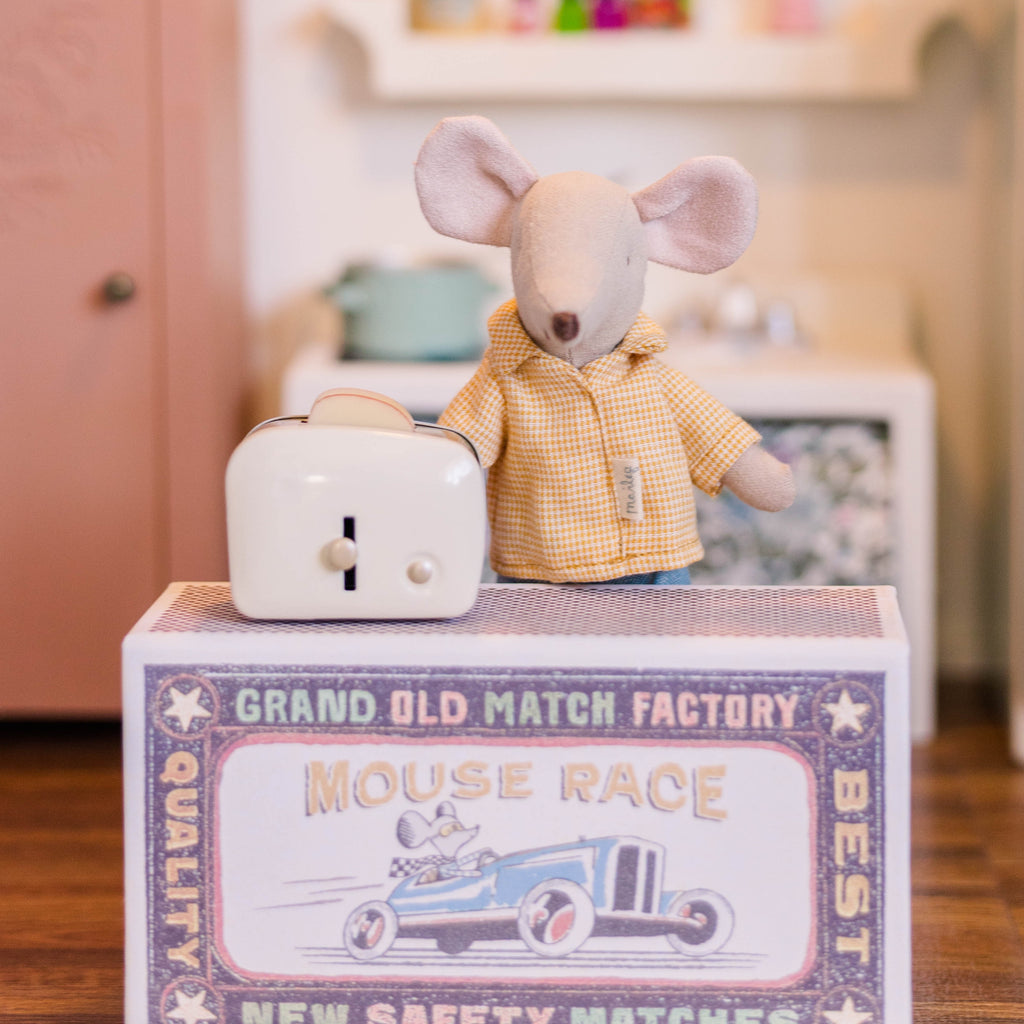 July 2022 Maileg- Mouse racer big brother and toaster