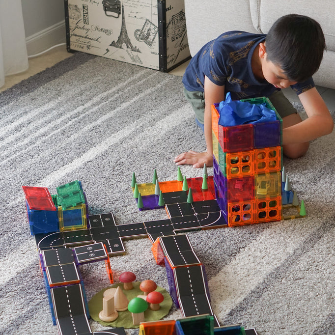 Learn & Grow Toys- Magnetic Tile Topper - Road Pack (40 Piece)