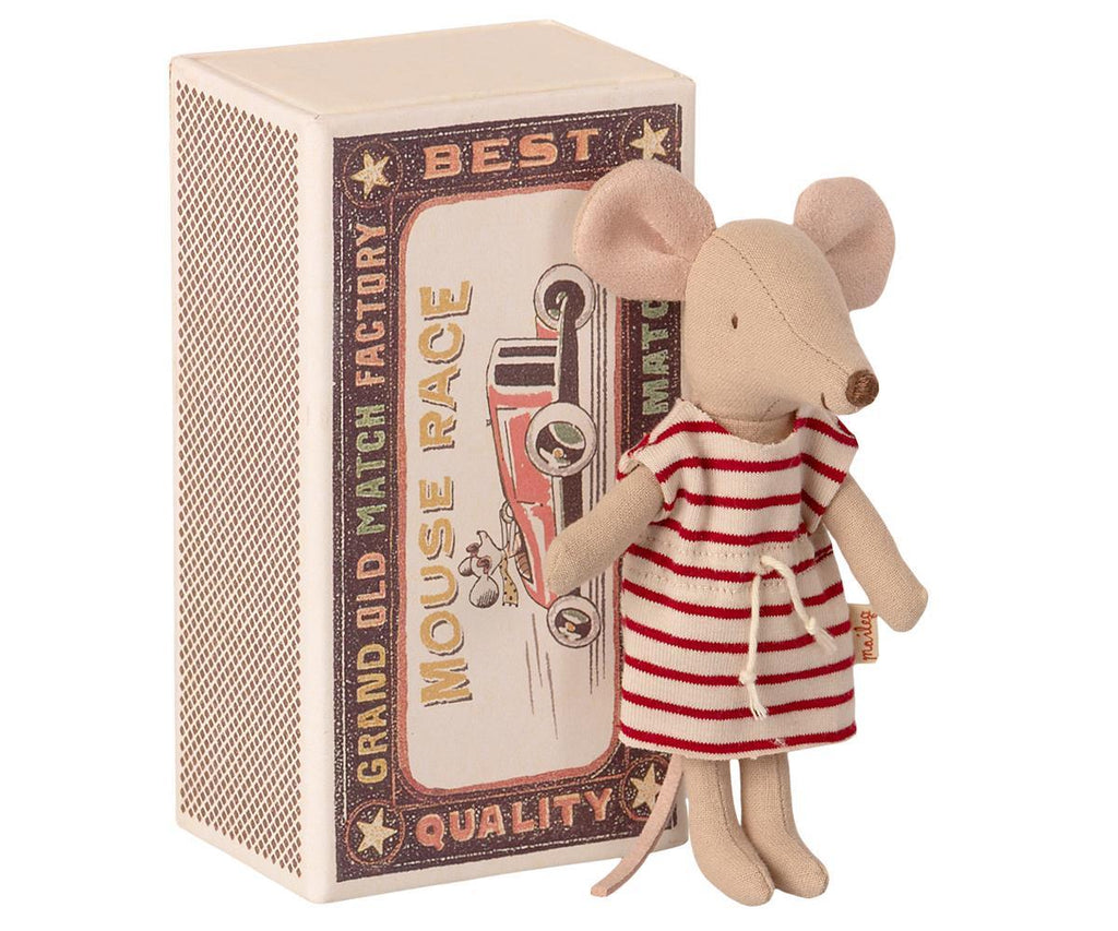 Maileg - Big Sister Mouse in Box (Red Strips)