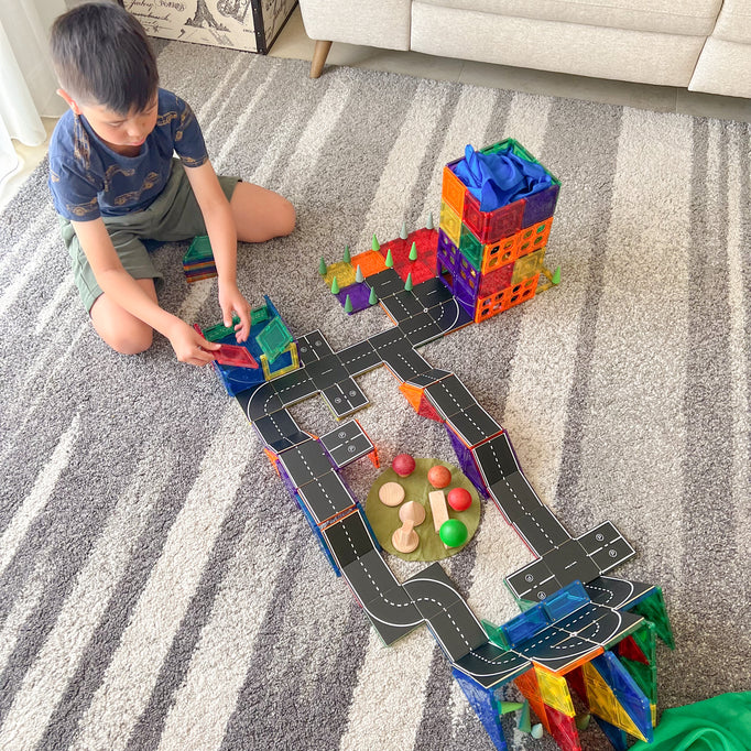 Learn & Grow Toys- Magnetic Tile Topper - Road Pack (40 Piece)