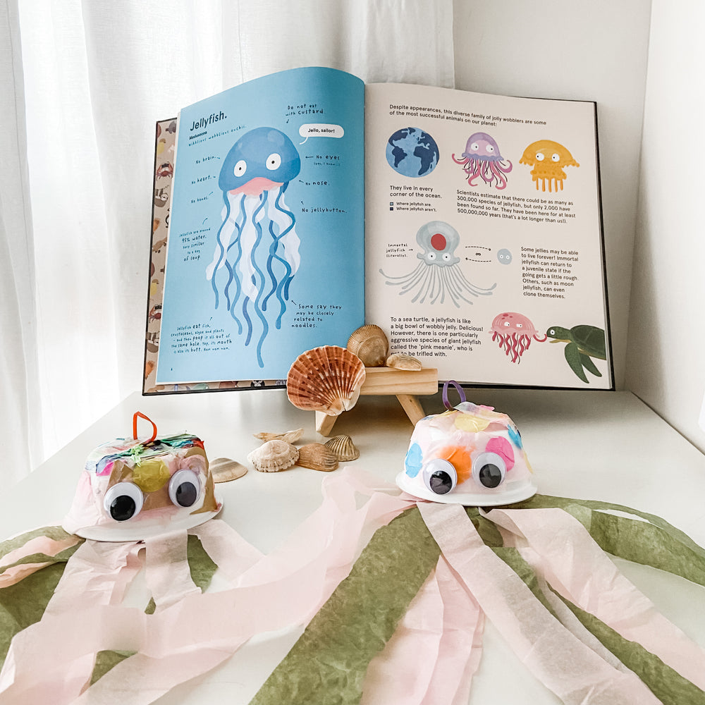 3-5 years book with activity of jellyfish craft displayed