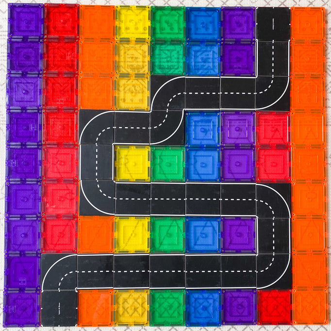 Learn & Grow Toys- Magnetic Tile Topper - Road Pack (40 Piece)