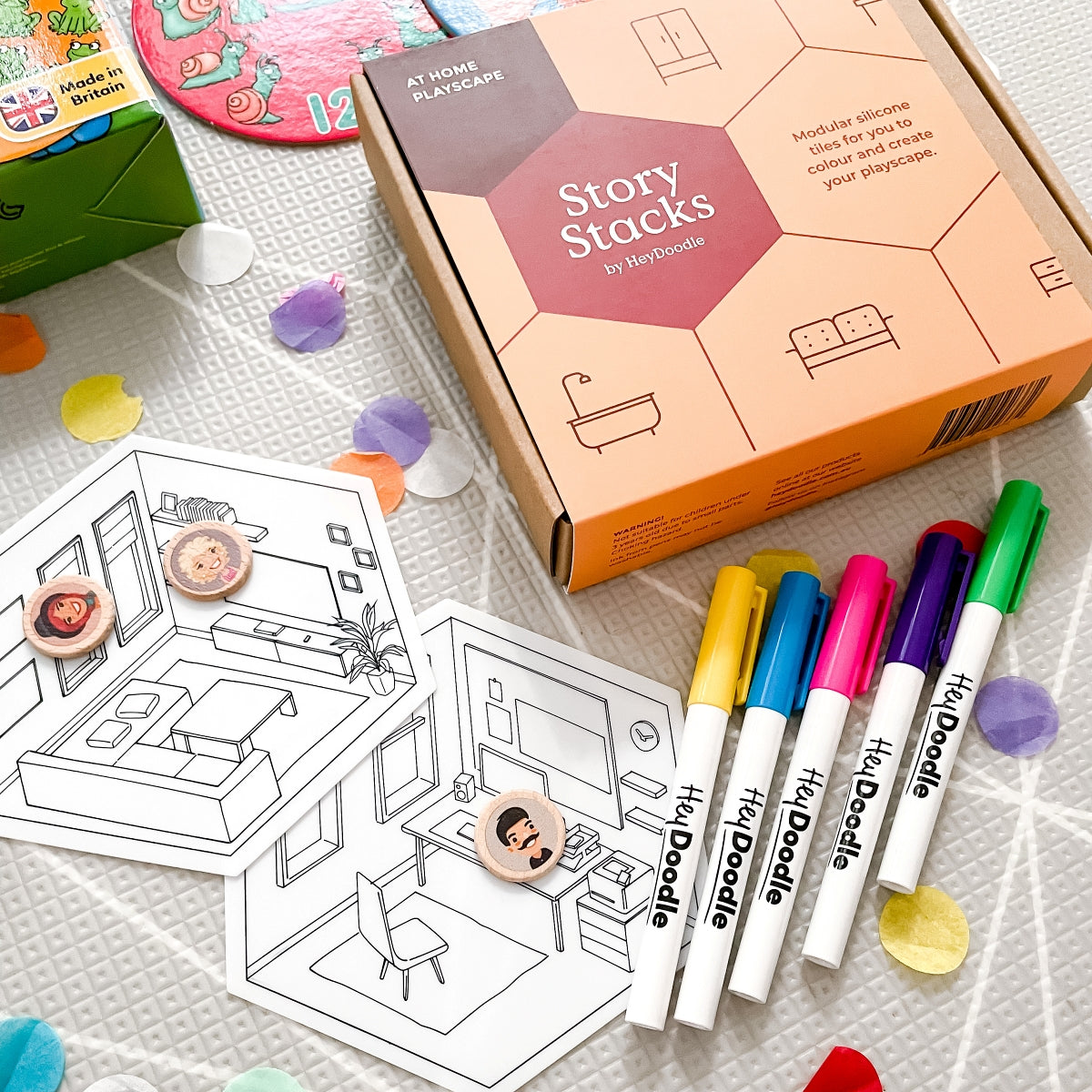 Toys spread out from August 2021 Play Subscription box from The Creative Toy Shop