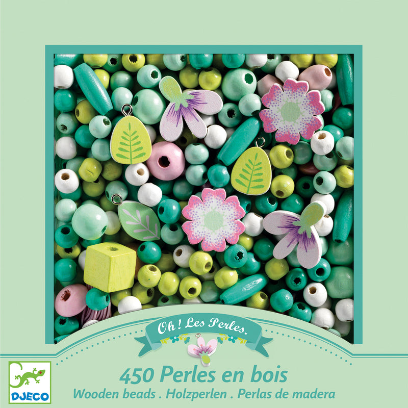 Djeco - Wooden Beads - Leaves & Flowers (Set of 450)