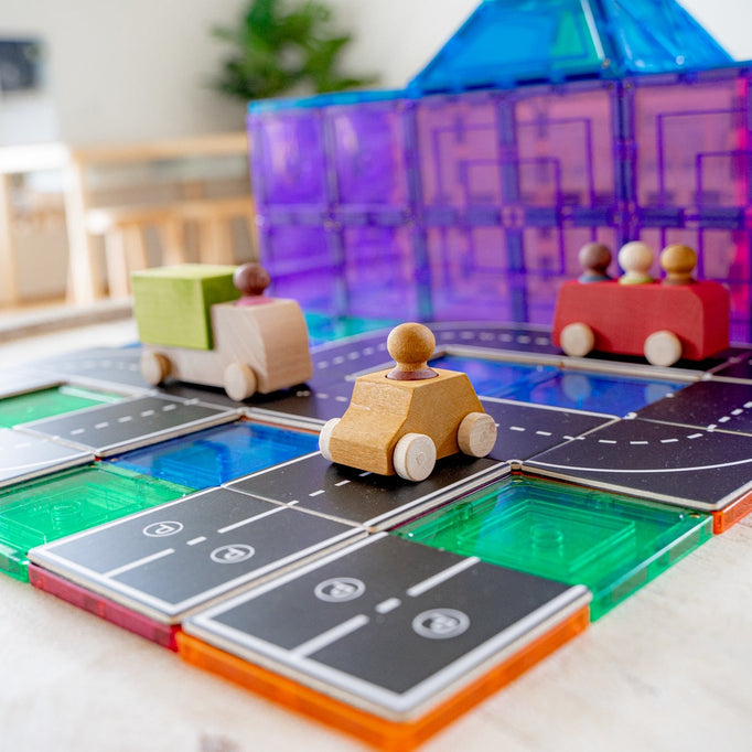 Learn & Grow Toys- Magnetic Tile Topper - Road Pack (40 Piece)