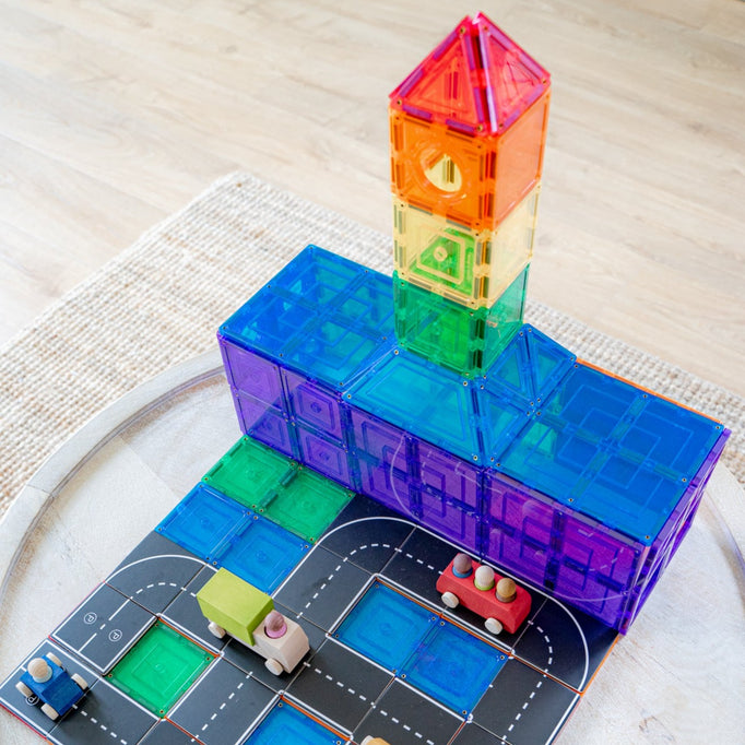 Learn & Grow Toys- Magnetic Tile Topper - Road Pack (40 Piece)
