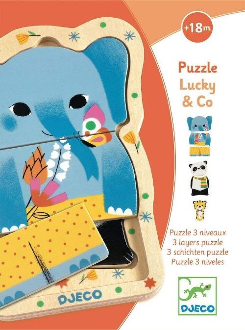 Djeco - Lucky & Co - 3 Layers Wooden Puzzle
