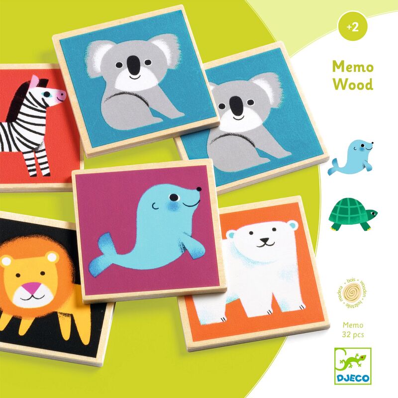 Djeco - Memo Wood Animal Memory Game