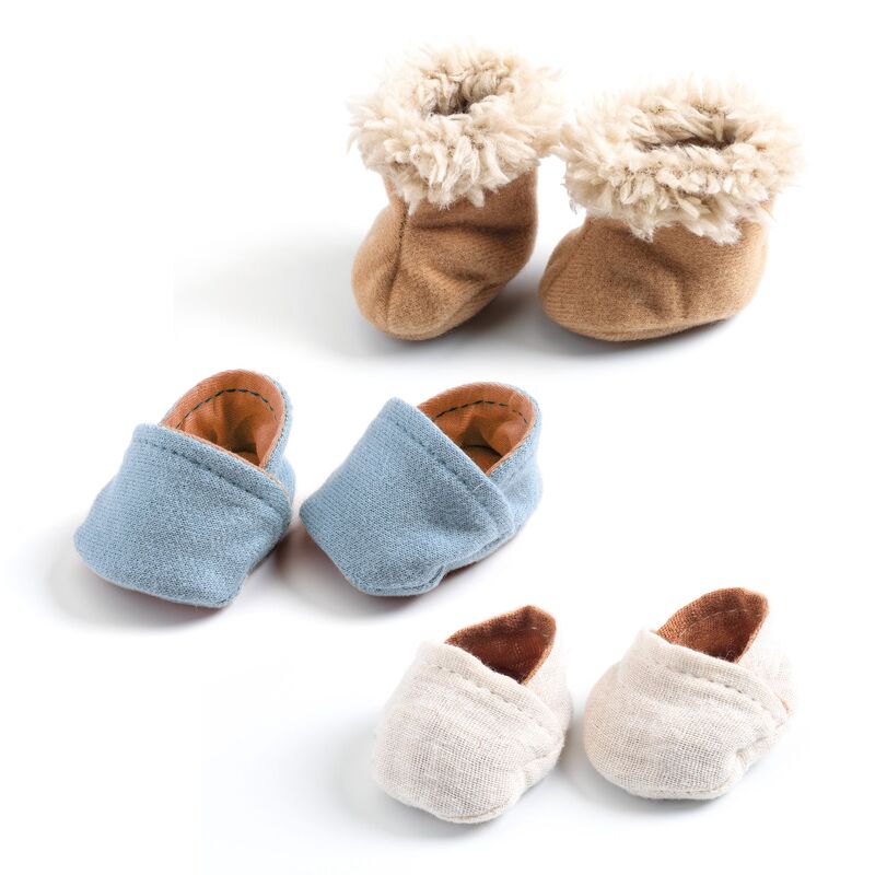 Djeco - Pomea - 3 Pairs of Doll's Slippers