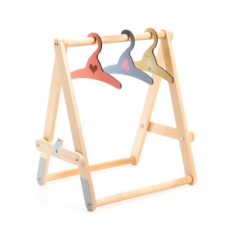 Djeco - Pomea - Doll's Clothing Rack with Hangers