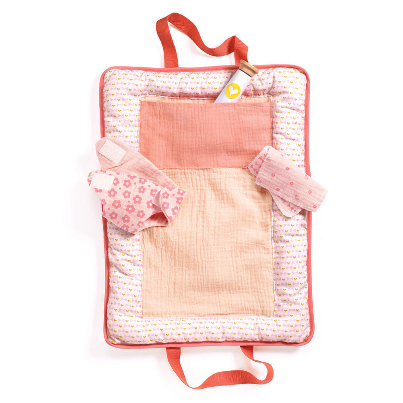 Djeco - Pomea - Pink Peak Doll Changing Bag Set