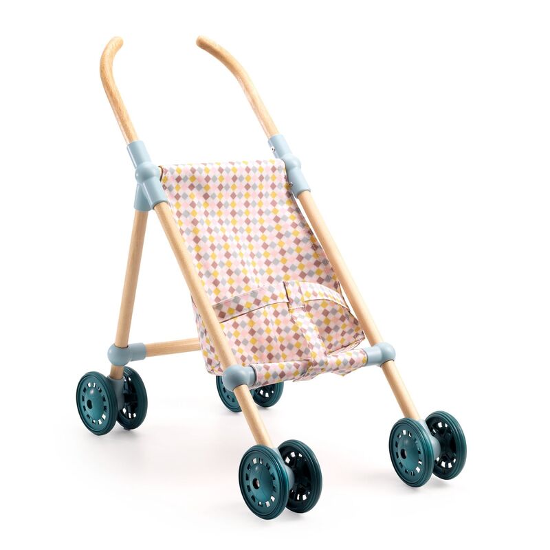 Djeco - Pomea - Wooden Doll Umbrella Stroller