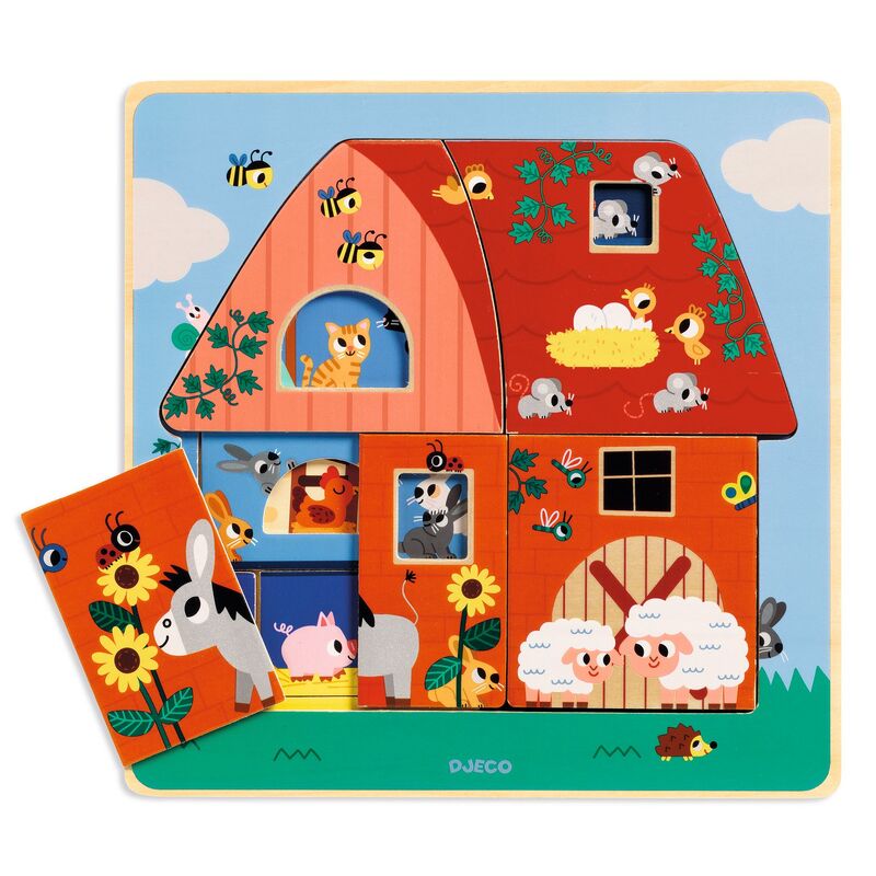 Djeco - The Barn 3 Layer Wooden Puzzle