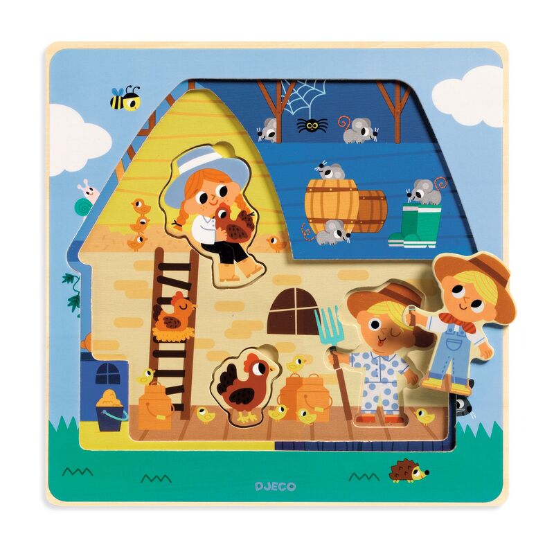 Djeco - The Barn 3 Layer Wooden Puzzle