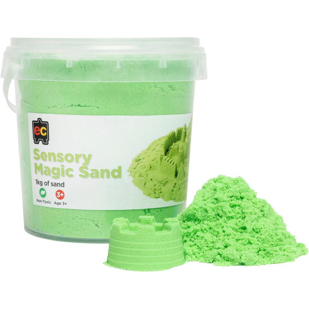 Sensory Magic Sand 1kg in green in reusable tub 