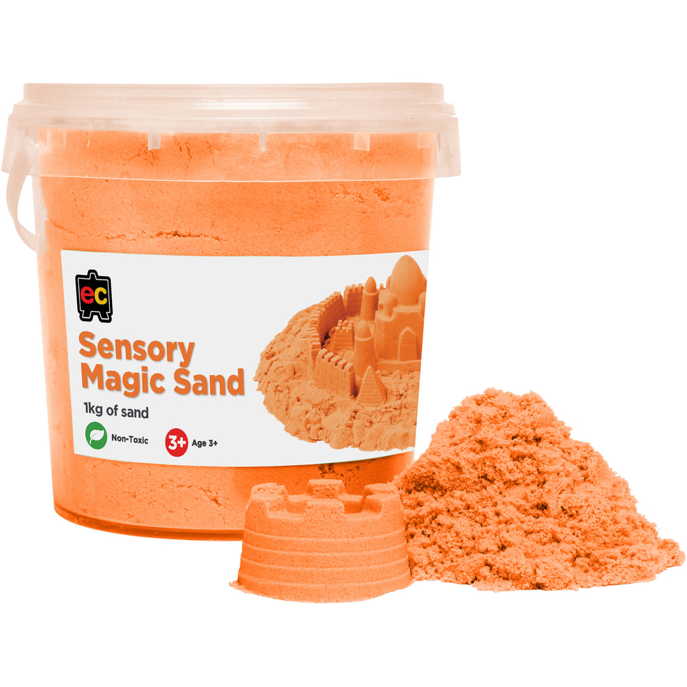 Sensory Magic Sand 1kg in orange in reusable tub 