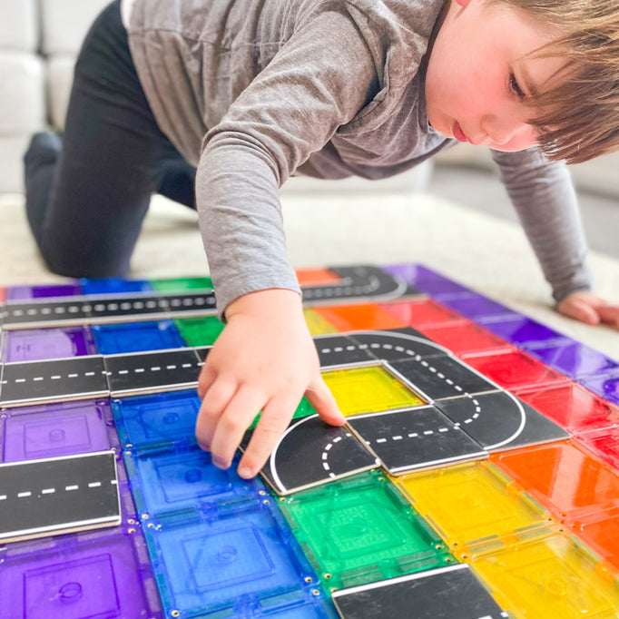 Learn & Grow Toys- Magnetic Tile Topper - Road Pack (40 Piece)