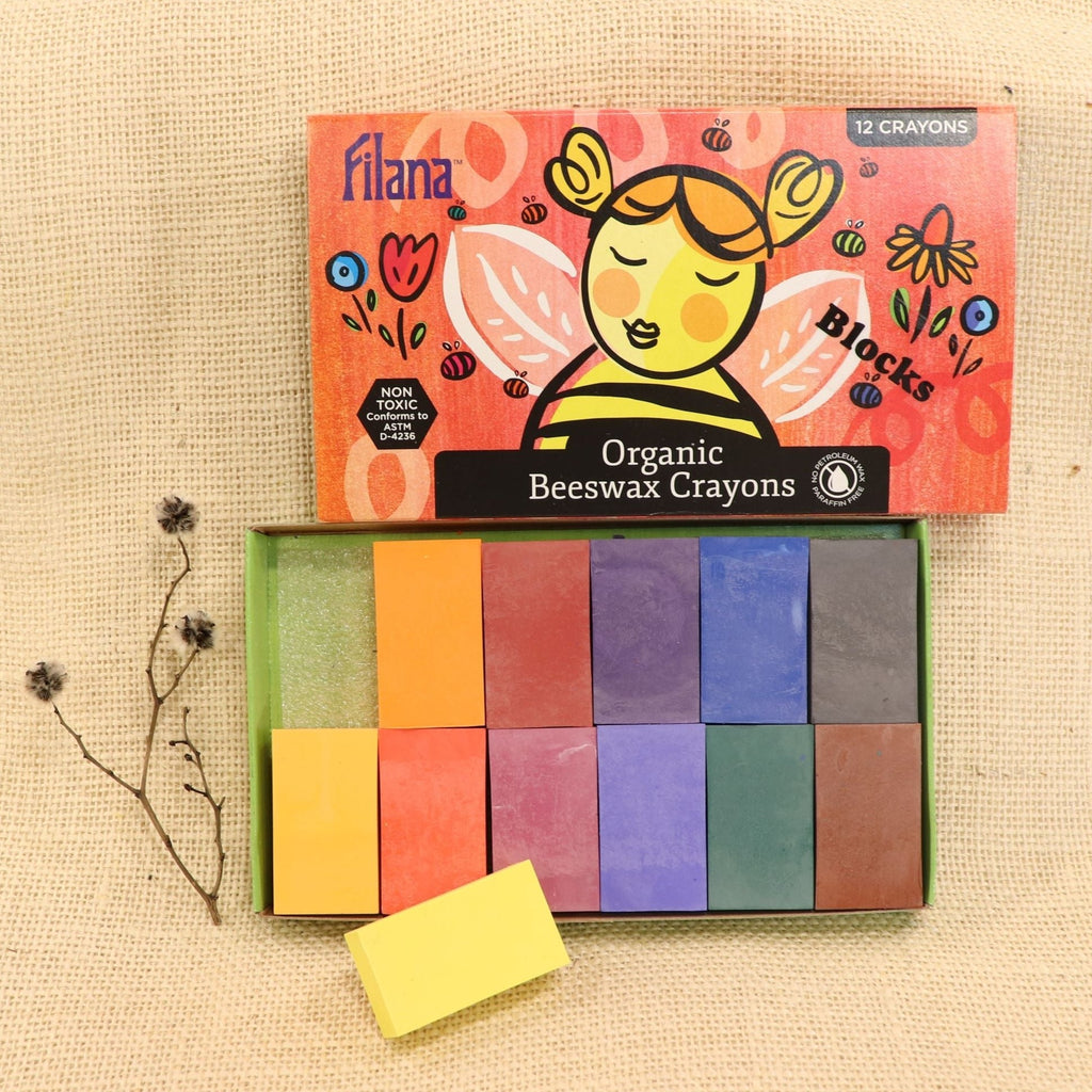 Filana - Organic Beeswax Crayons - Rainbow Colours (12 Block Set)