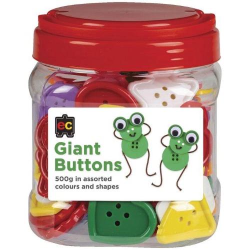 Giant Buttons - Assorted Colour & Shapes (500g Jar)