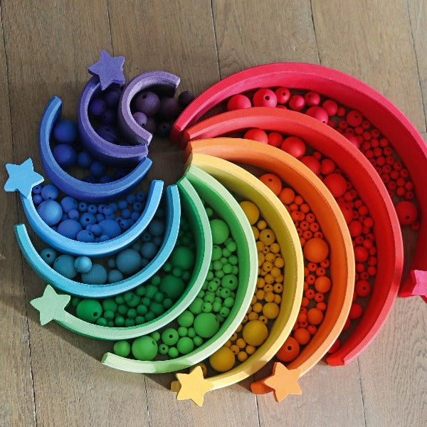 Grimm's - Rainbow Coloured Beads (480 x 12 mm)